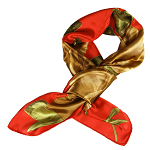 Seidentuch, Damentuch Seide, 69x69cm, Rosen, gold, rot, grün,4752